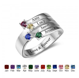 Birthstone Ring, Sterling Silver Personalized Engravable Ring JEWJORI102557